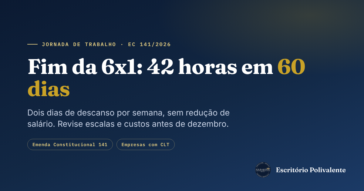 Fim da escala 6x1: jornada cai para 42 horas em 60 dias — veja o que muda e como a empresa deve se preparar